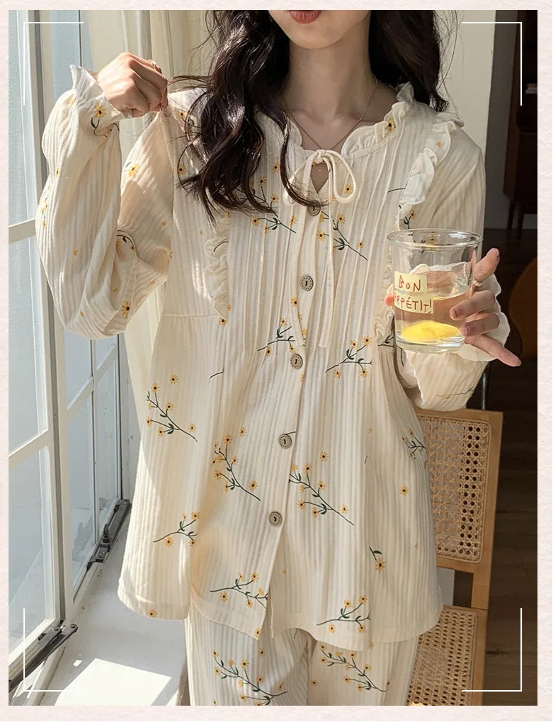 Cotton Leisure Lounge wear Pyjamas Sleeve Print