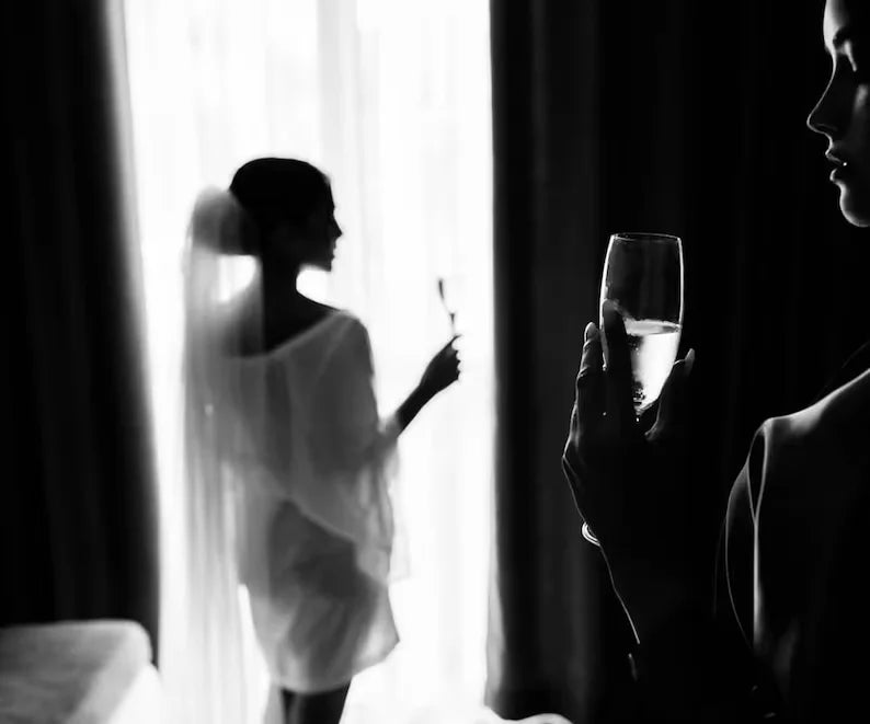 Bride Robe with Lace Sleeves White Boudoir Robe