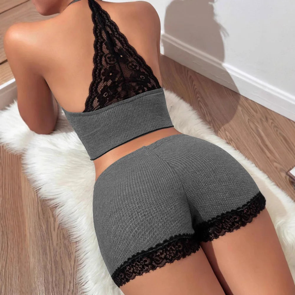 Crochet Lace Pyjama Sleeveless V-Neck Sleepwear