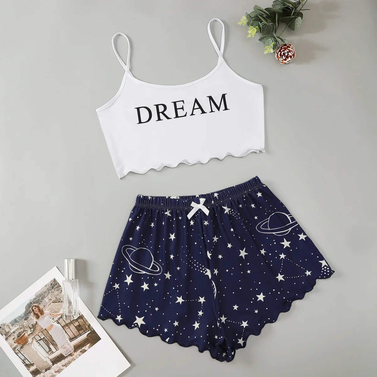 Moon Stars Pyjama Lingerie Crop Tops