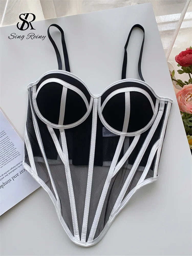 Strap Sheer Lingerie Streetwear Corset Slim Strapless Transparent