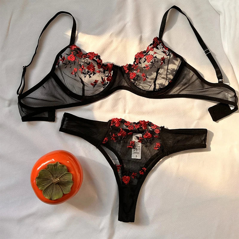 Flowers Bra Hot Lingerie