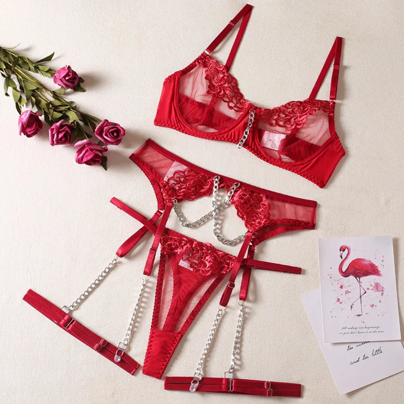 Luxury Lingerie Fancy Underwear Intimate Set 4-Pieces