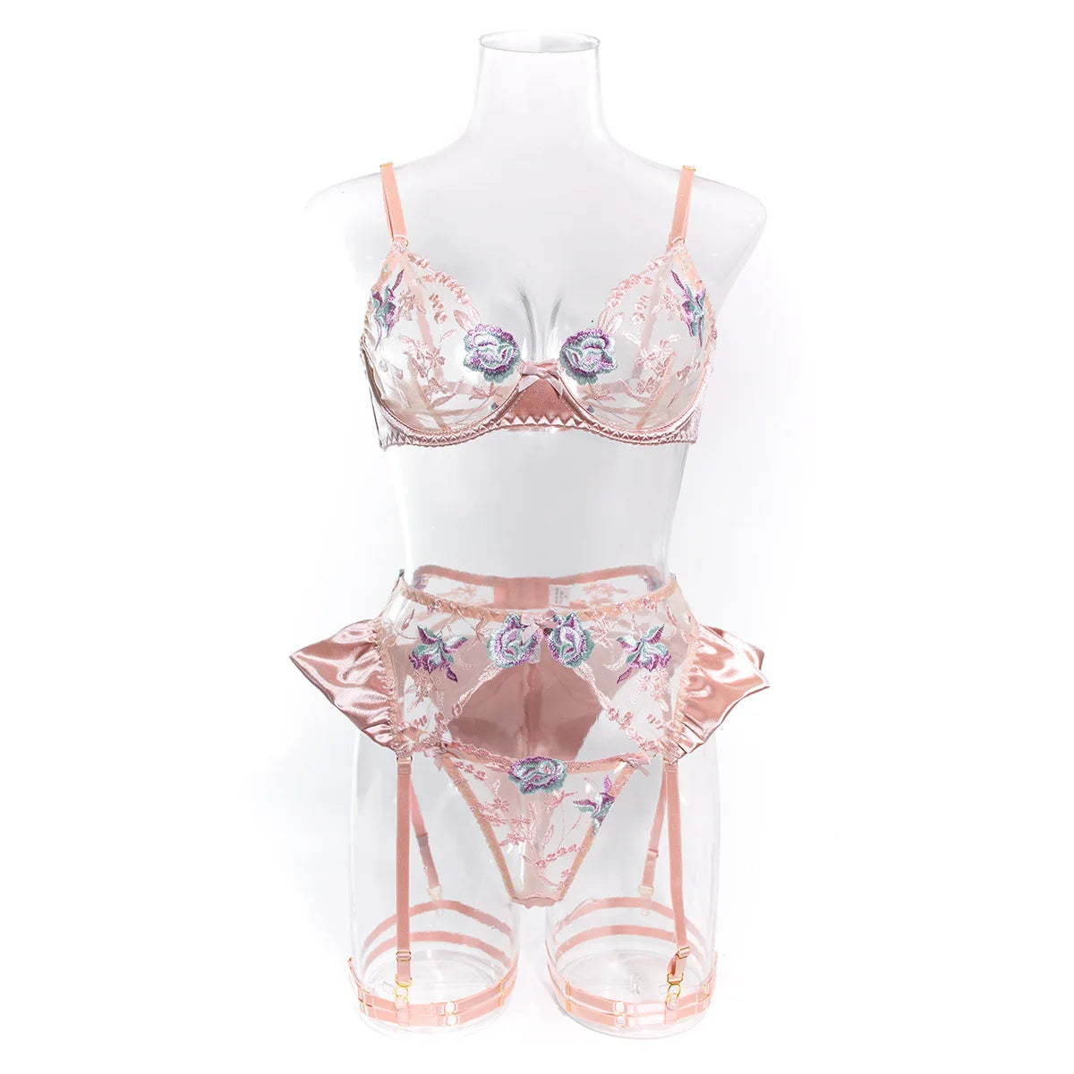 Unlined Floral Embroidery Lingerie Fancy Erotic Outfits