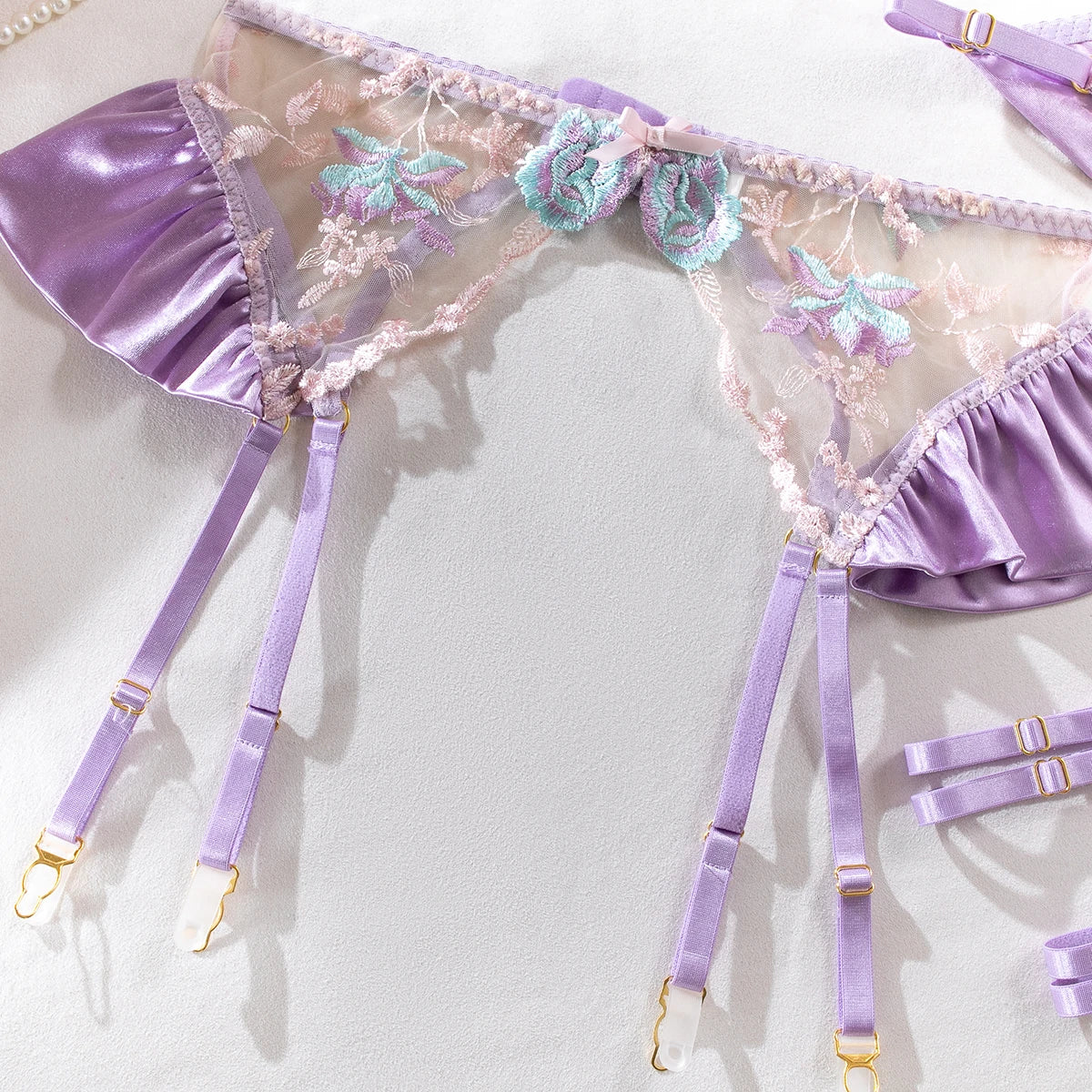 Unlined Floral Embroidery Lingerie Fancy Erotic Outfits