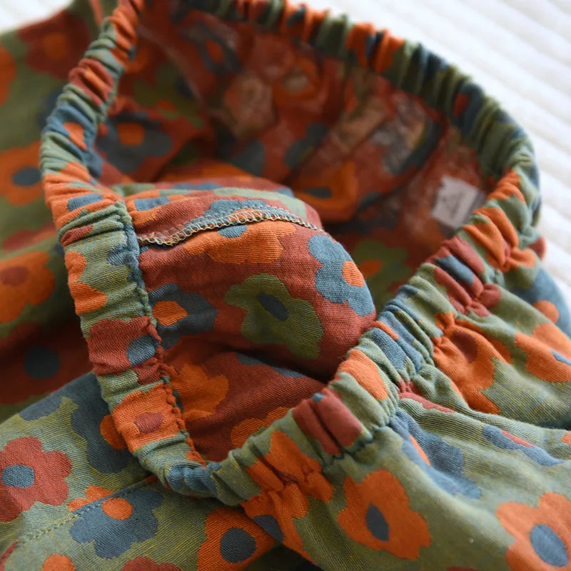 Three Piece Set Thin Crepe Ladies Short Sleeves+Shorts+Pants