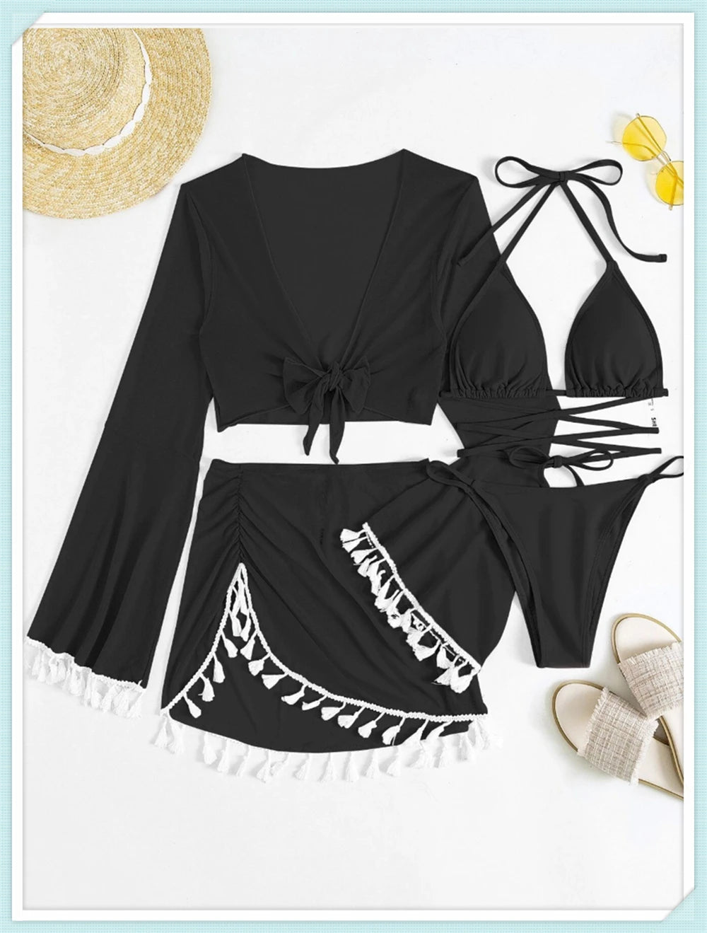 Bikinis Solid Swimwear Cover Up Swimsuit Bathing Suit Beachwear