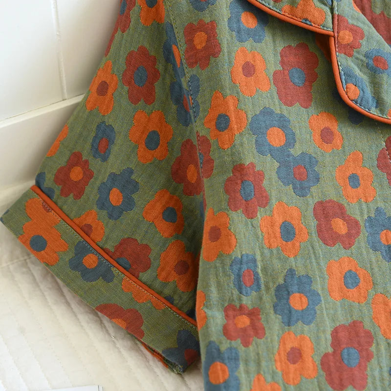 Three Piece Set Thin Crepe Ladies Short Sleeves+Shorts+Pants