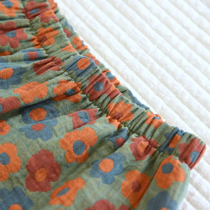 Three Piece Set Thin Crepe Ladies Short Sleeves+Shorts+Pants