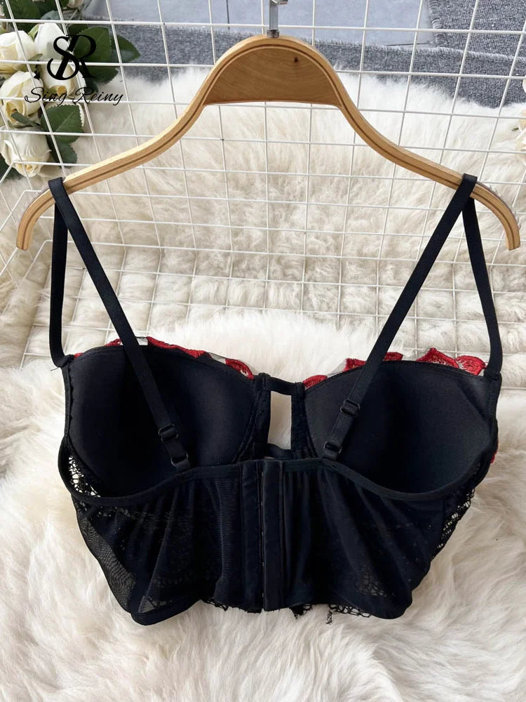 Lingerie Sensual Floral Lace 2 Pieces Suits Backless