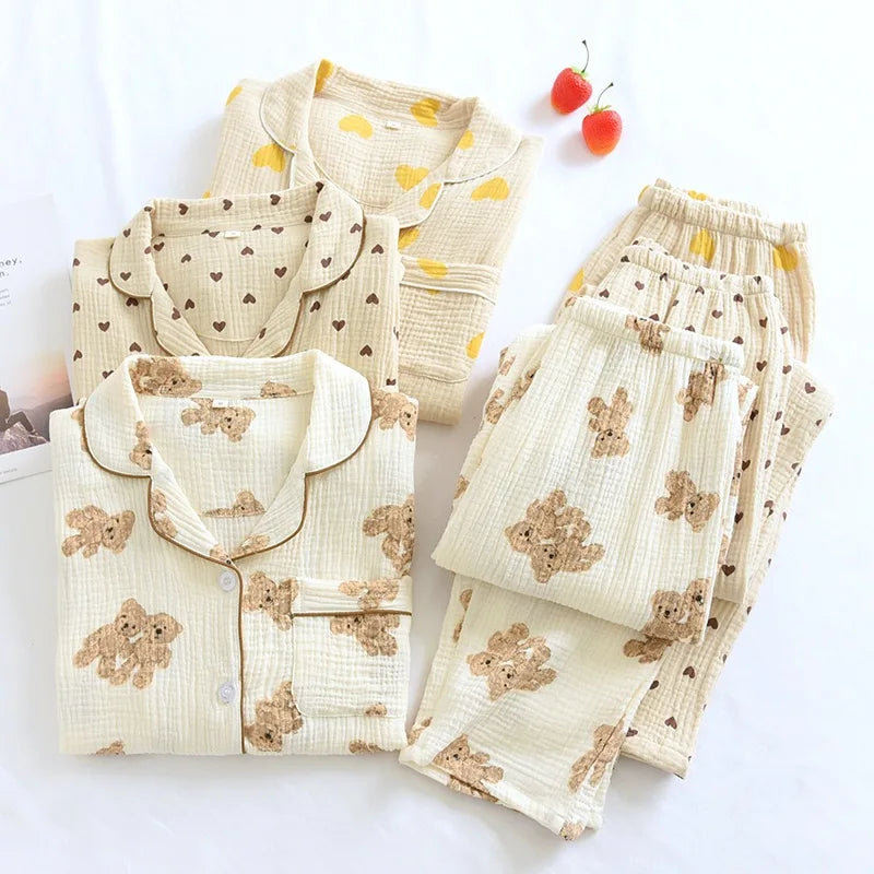 Pyjamas 2-Piece 100% Cotton Cute Bear Print