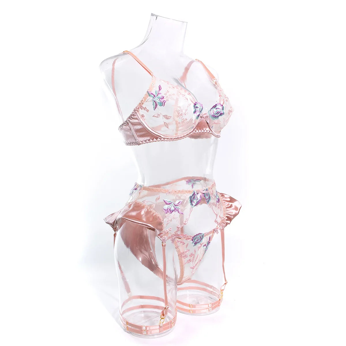 Unlined Floral Embroidery Lingerie Fancy Erotic Outfits