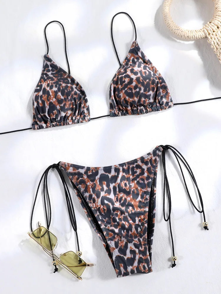 Brown Color Bikinis Bow Swimwear Women'S Summer Swimsuit 2024 Sexy Bikini Set Low Waist Beachwear Push Up Bathing Suits