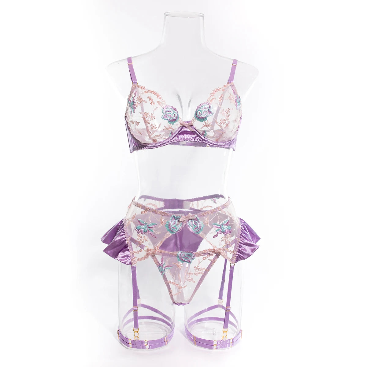 Unlined Floral Embroidery Lingerie Fancy Erotic Outfits