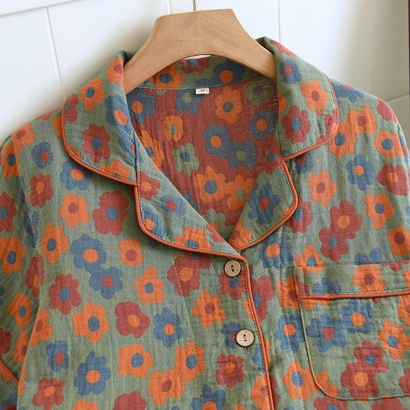 Three Piece Set Thin Crepe Ladies Short Sleeves+Shorts+Pants