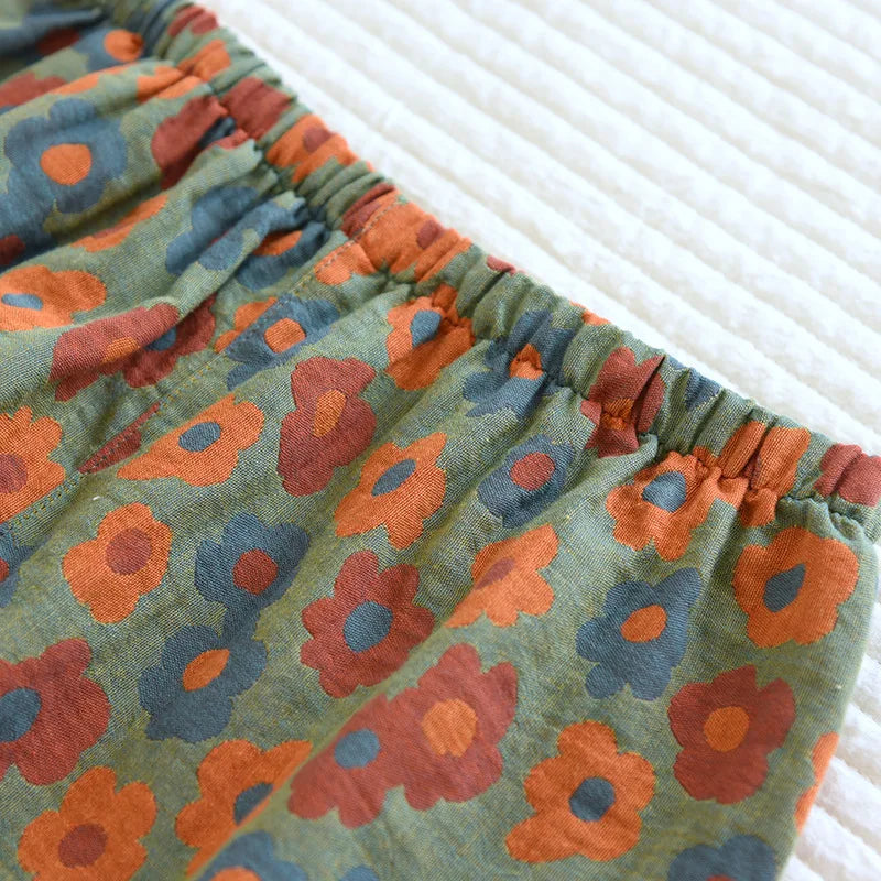 Three Piece Set Thin Crepe Ladies Short Sleeves+Shorts+Pants