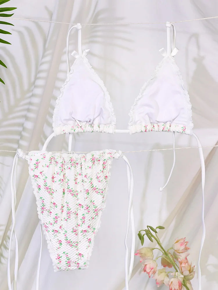 Brown Color Bikinis Bow Swimwear Women'S Summer Swimsuit 2024 Sexy Bikini Set Low Waist Beachwear Push Up Bathing Suits