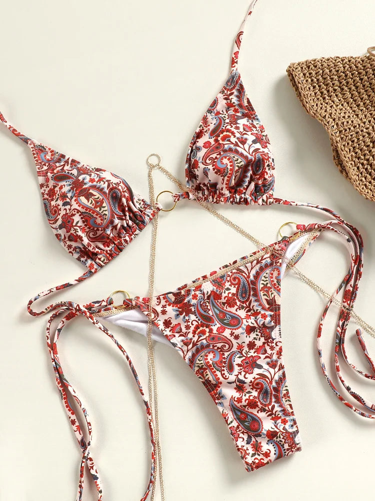 Brown Color Bikinis Bow Swimwear Women'S Summer Swimsuit 2024 Sexy Bikini Set Low Waist Beachwear Push Up Bathing Suits