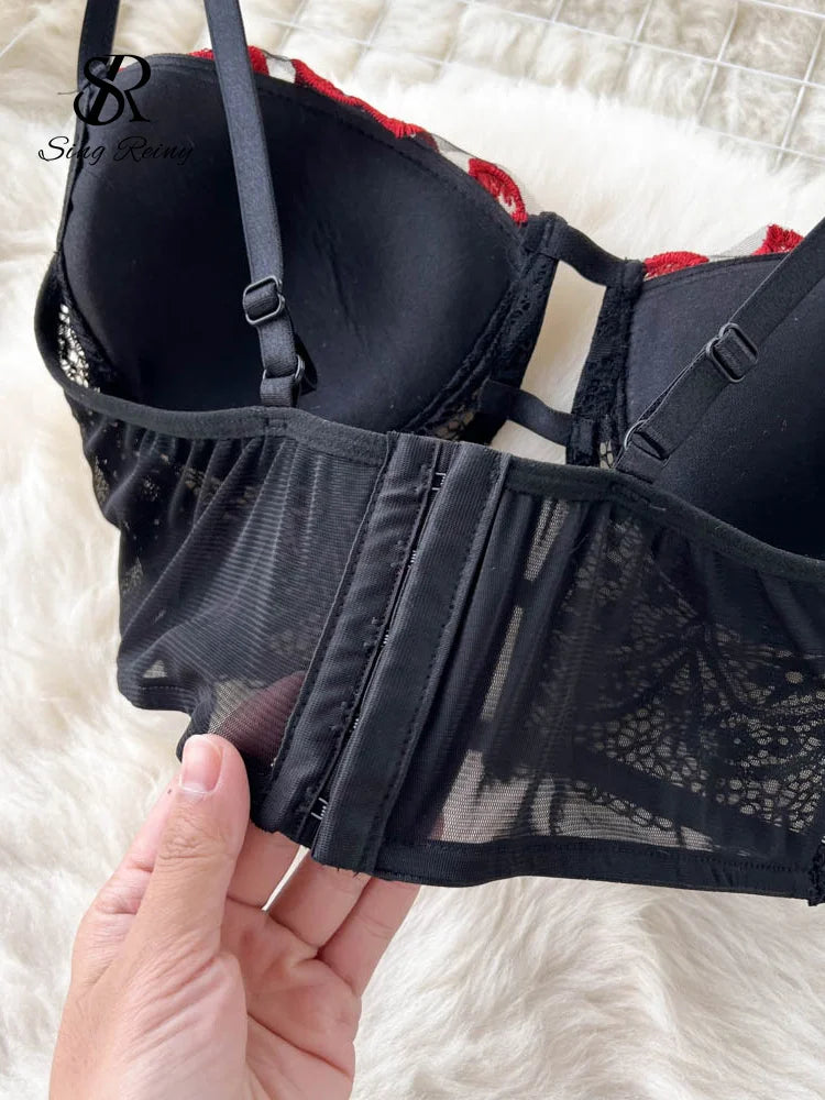 Lingerie Sensual Floral Lace 2 Pieces Suits Backless