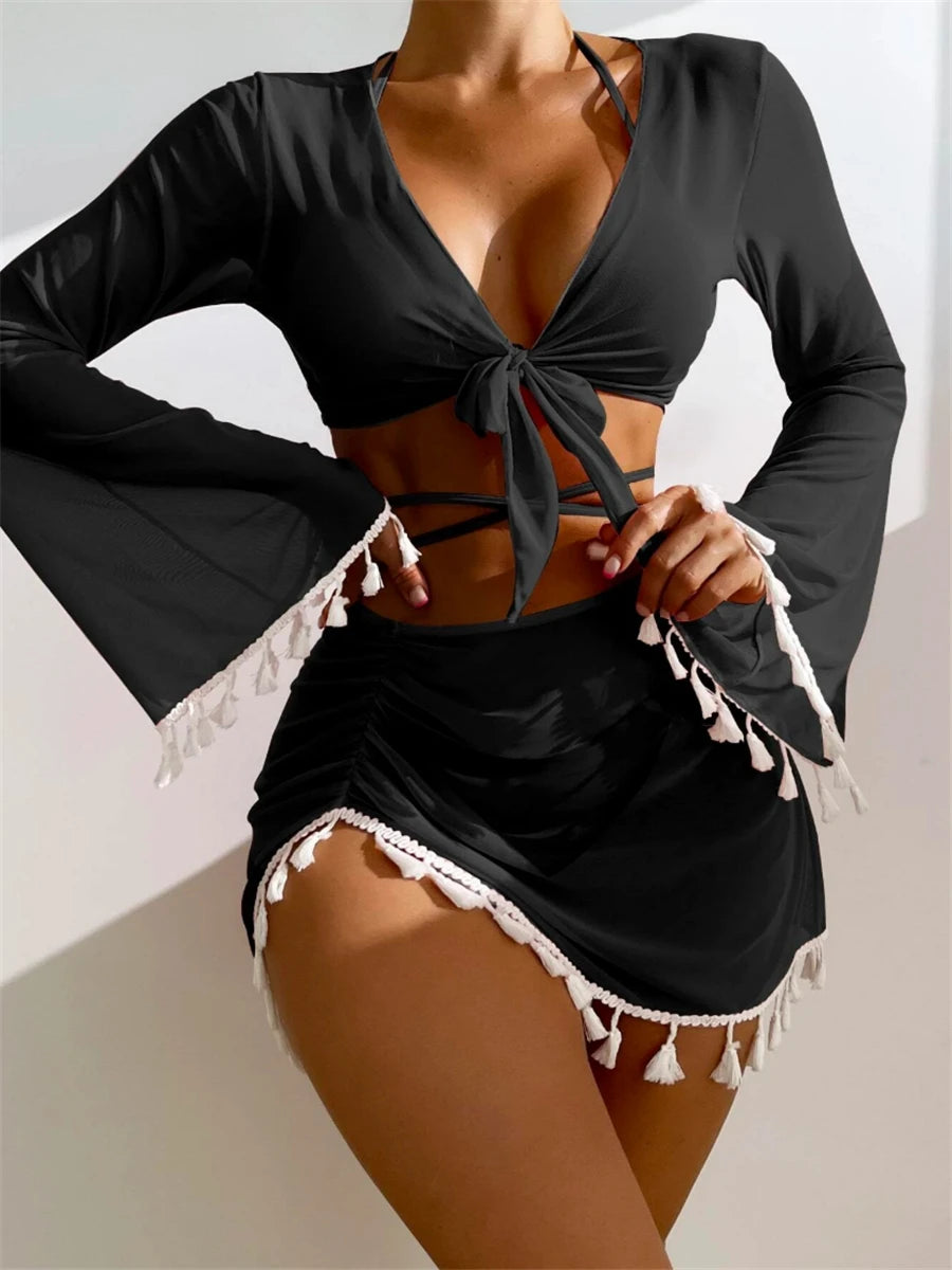 Bikinis Solid Swimwear Cover Up Swimsuit Bathing Suit Beachwear